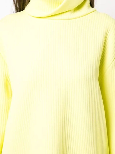 Shop Mm6 Maison Margiela Ribbed Knit Sweater Dress - Yellow