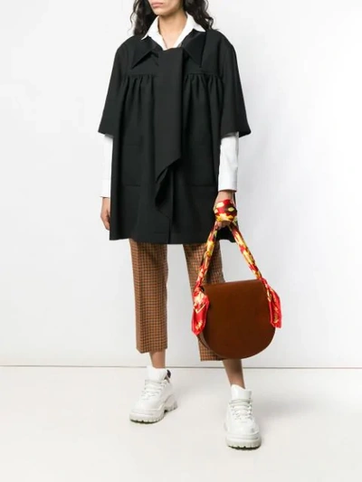 Shop Mm6 Maison Margiela Oversized Tie-neck Coat In Black