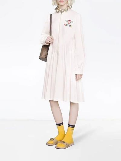 Shop Gucci Tennis Embroidered Dress In White