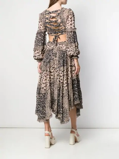 ZIMMERMANN CUT-OUT DETAIL ANIMAL PRINT DRESS - 大地色