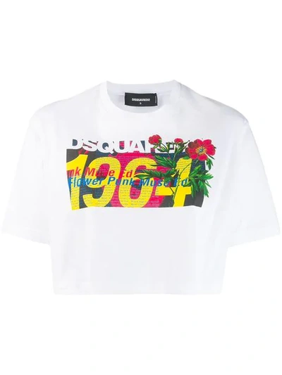 Shop Dsquared2 Cropped 1964 Logo T In White