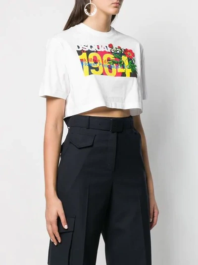 Shop Dsquared2 Cropped 1964 Logo T In White