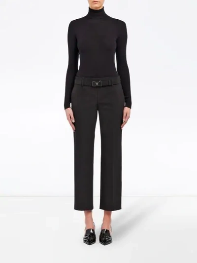 Shop Prada Technical Fabric Trousers In Black