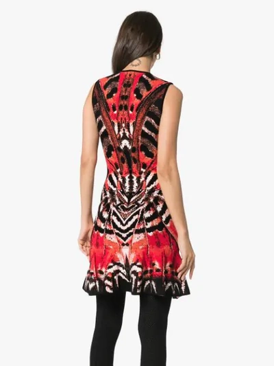 Shop Alexander Mcqueen Butterfly Jacquard Mini Dress In 6540 Black/red