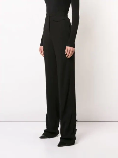 Shop Nicole Miller High Waisted Palazzo Trousers In Black
