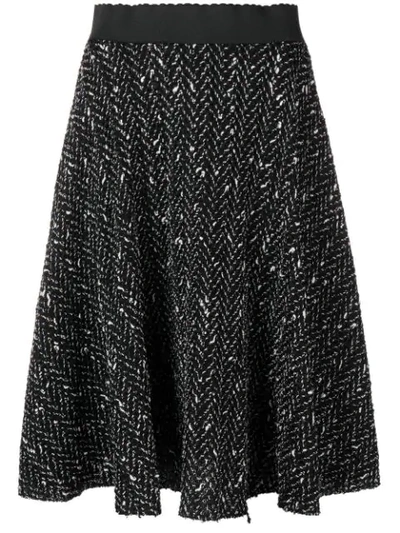 Shop Dolce & Gabbana Pleated Knit Skirt In Black
