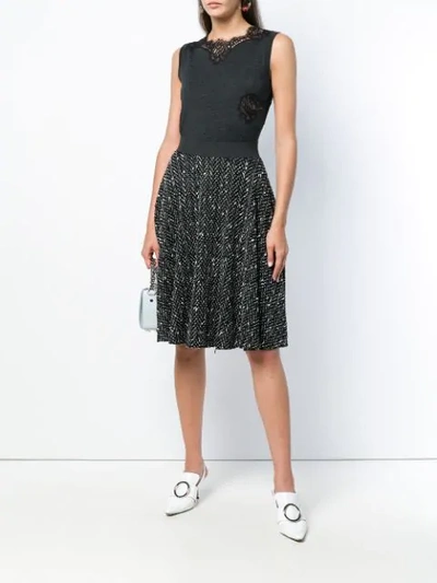 Shop Dolce & Gabbana Pleated Knit Skirt In Black