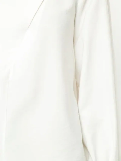 Shop Tibi Asymmetric Tie Collar Blouse - White
