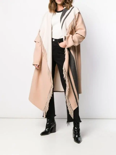 Shop Dorothee Schumacher Fringed Cardi-coat In 419 Poetic Blush
