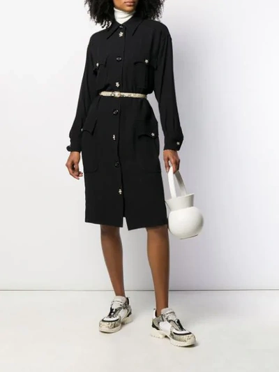 Pre-owned Moschino Midi Shirt Dress In Black