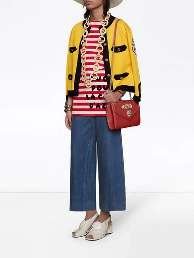 Shop Gucci Stripe Cotton Shirt With Patch In Red