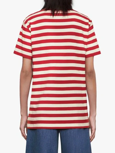 Shop Gucci Stripe Cotton Shirt With Patch In Red