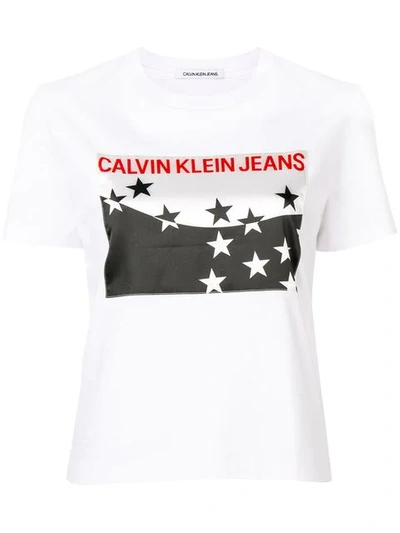 Shop Ck Jeans Star Logo T-shirt In White