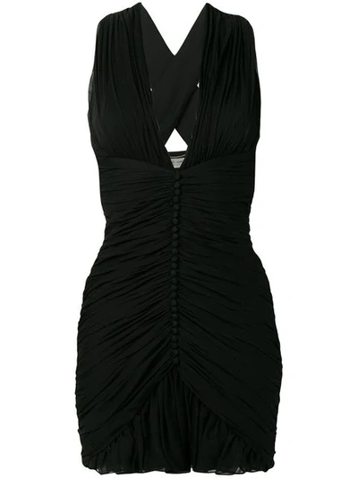 Shop Saint Laurent Ruched-effect Dress In Black
