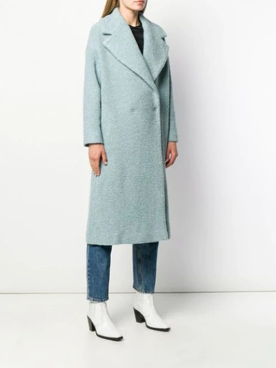 Shop Semicouture Double-breasted Textured Coat In Blue