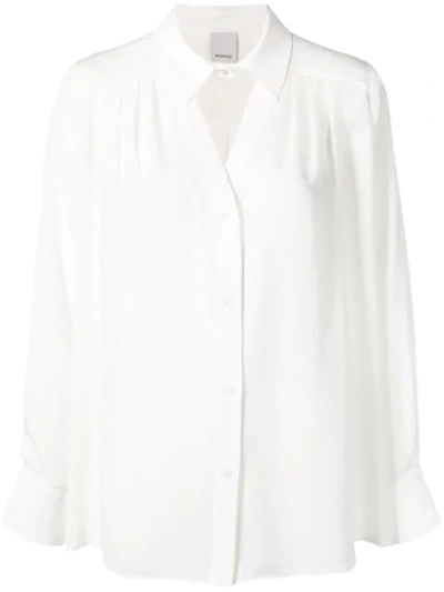 Shop Pinko Oversized Shirt With Cut Out Neckline In White
