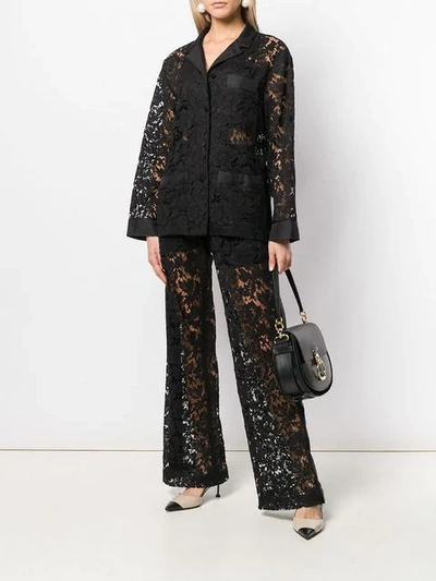 VALENTINO WIDE LEG LACE TROUSERS - 黑色