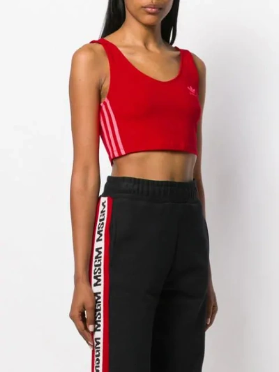 Shop Adidas Originals Cropped Logo Top In Red