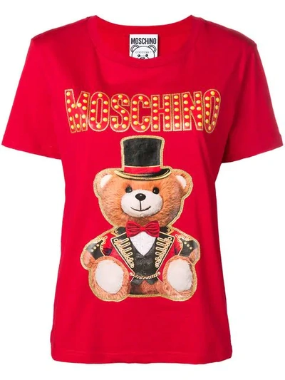 Shop Moschino Round Neck T-shirt - Red