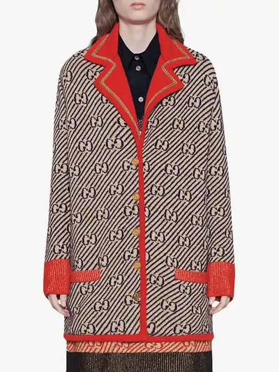 Shop Gucci Gg Stripe Wool Jacket In Neutrals