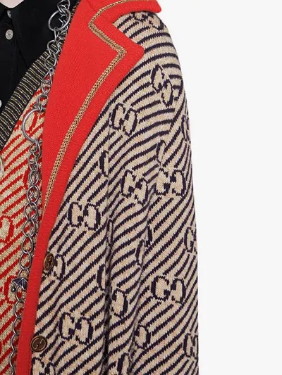 Shop Gucci Gg Stripe Wool Jacket In Neutrals