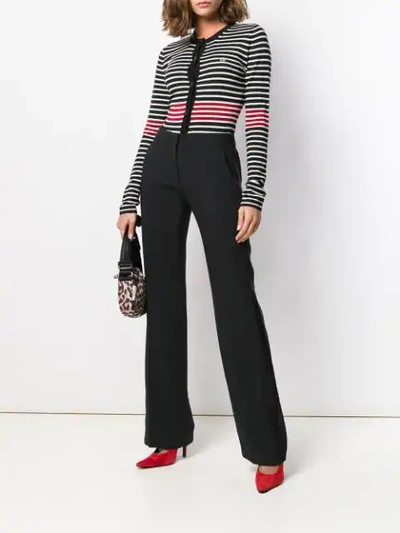 Shop N°21 Striped Knitted Cardigan In Black