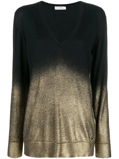 Shop Versace V-neck Lightweight Jumper In Black