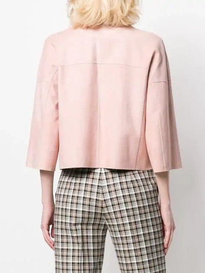 Shop Drome Boxy Cropped Jacket In Pink