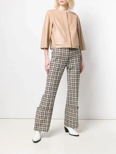 Shop Drome Boxy Cropped Jacket In Pink