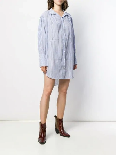 Shop Frame Oversized Pleated Shirt Dress In Blue