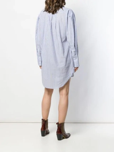 Shop Frame Oversized Pleated Shirt Dress In Blue