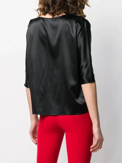 Shop Blanca Half-sleeve Silk Top In Black