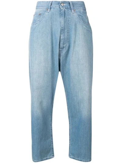 Shop Mm6 Maison Margiela Cropped Loose Fit Jeans In Blue