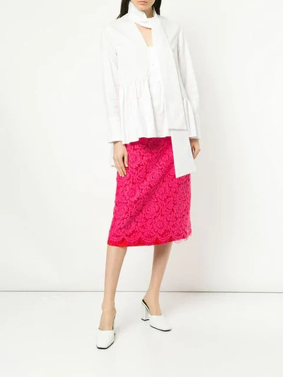 Shop Michael Lo Sordo Lace Pencil Skirt In Pink