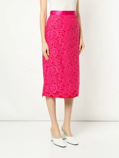 Shop Michael Lo Sordo Lace Pencil Skirt In Pink