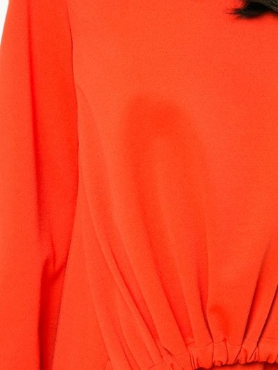 Shop Tibi Layered Drawstring Detail Dress In Tomato Red