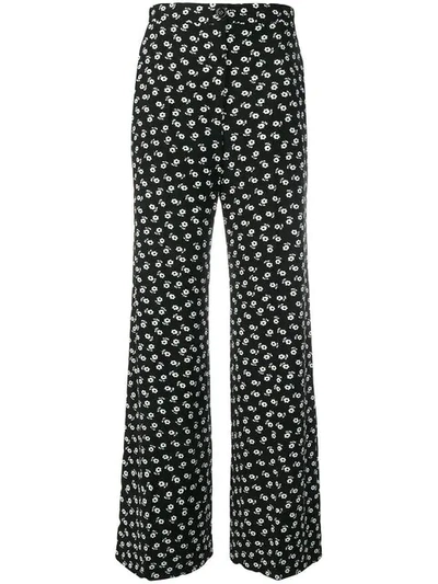 ALEXA CHUNG FLORAL WIDE-LEG TROUSERS - 黑色