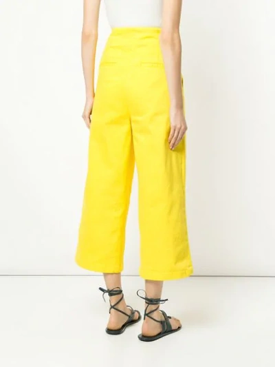 Shop Tibi Cropped Wide-leg Jeans In Yellow