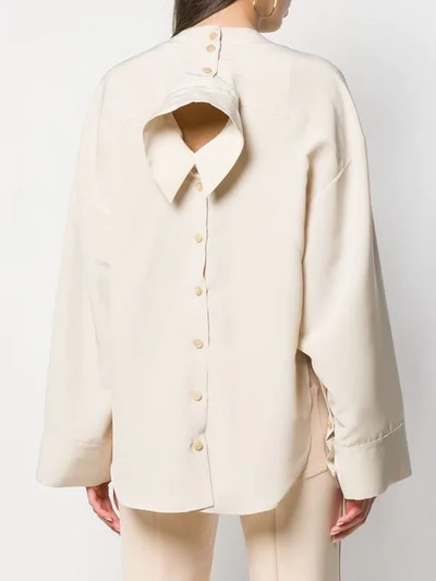 Shop A.w.a.k.e. Audrey Reverse Collar Shirt In Neutrals