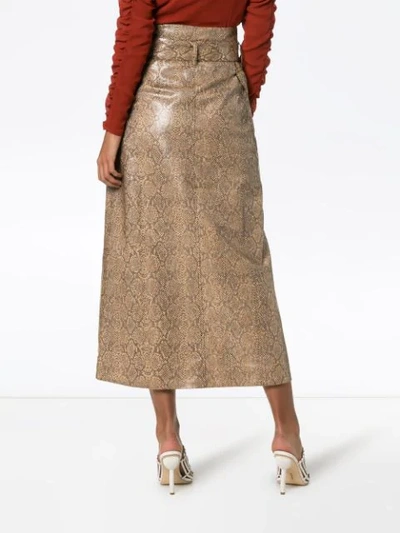 Shop Nanushka Aarohi Snakeskin Print Skirt In Brown