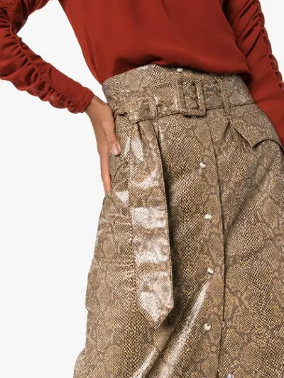 Shop Nanushka Aarohi Snakeskin Print Skirt In Brown