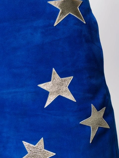 Shop Saint Laurent Star Patches Mini Skirt In Blue