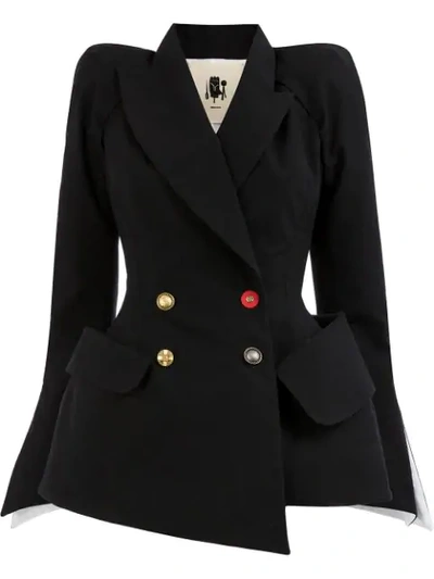 Shop Aganovich Double Breasted Tailored Blazer - Black