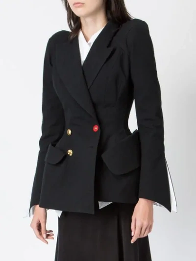 Shop Aganovich Double Breasted Tailored Blazer - Black