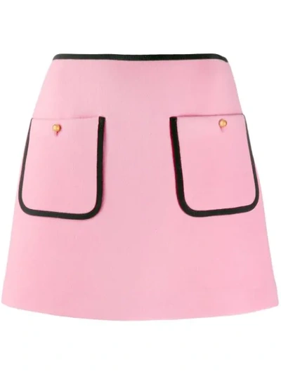 Shop Miu Miu Contrast Piping A-line Skirt In Pink