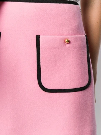 Shop Miu Miu Contrast Piping A-line Skirt In Pink