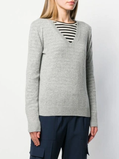 Shop Theory V-neck Ribbed Jumper In Grey