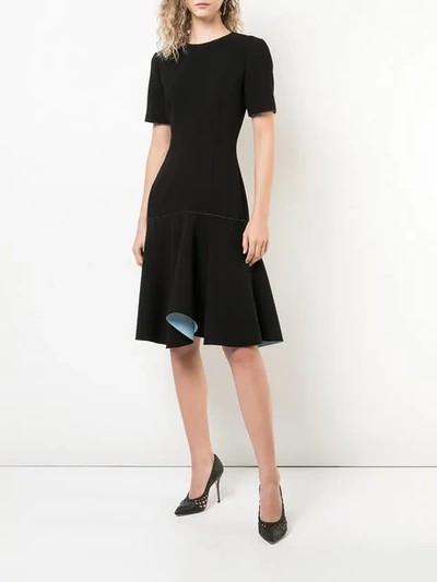 Shop Jason Wu Collection Contrast Lining Flared Dress In Black