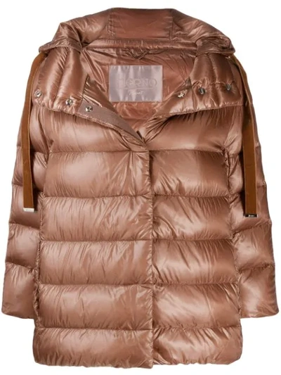 Shop Herno Hooded Puffer Jacket In 8002 Brown