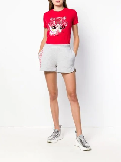 Shop Kenzo Logo Fitted Shorts In Grey